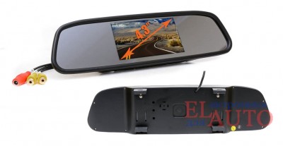 Зеркало заднего вида с монитором Phantom RM-43 800х600, TFT LCD 4,3″, два композитных видеовхода RCA.