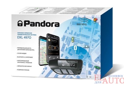 Автосигнализация Pandora DXL 4970UA Slave, GSM, GPS, BlueTooth, 3Can+2Lin, 2Sim, IMMO-Key, резервное питание, брелочная.