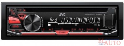 CD/MP3-ресивер JVC KD-R471 CD, AUX, USB, 3-полосный эквалайзер, Подсветка кнопок красная, 1 пара линейных выходов