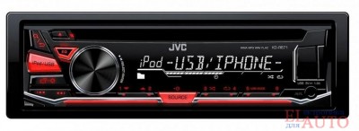 CD/MP3-ресивер JVC KD-R671 MOS-FET 50 Вт x 4, Прямое подключение сабвуфера (монофоническое, через левый канал), Воспроизведение музыки с iPod/iPhone, Android AUDIO MODE and AUTO MODE *1