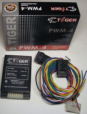 Модуль поднятия  стекол Tiger PWM 4 Модуль   Tiger PWM-4 ( полный аналог  Mongoose PWM 4) предназначен для управления четырьмя стеклоподъемниками. Последовательное закратие.(Доводчик стекол)
